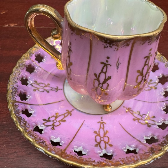 Enesco Tea China Cup & Saucer Japan Pink Gold Vintage - Picture 6 of 16